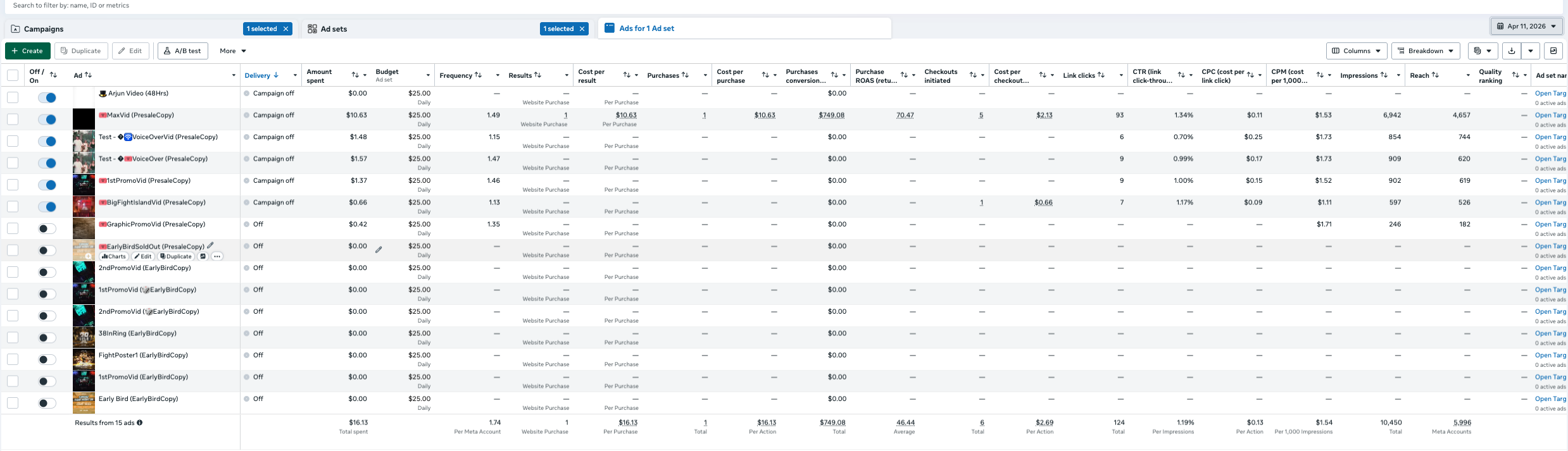 Meta Ads Manager — Presale campaign